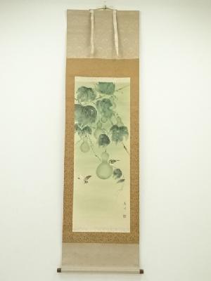 美峰筆　六瓢図　肉筆絹本掛軸（共箱）